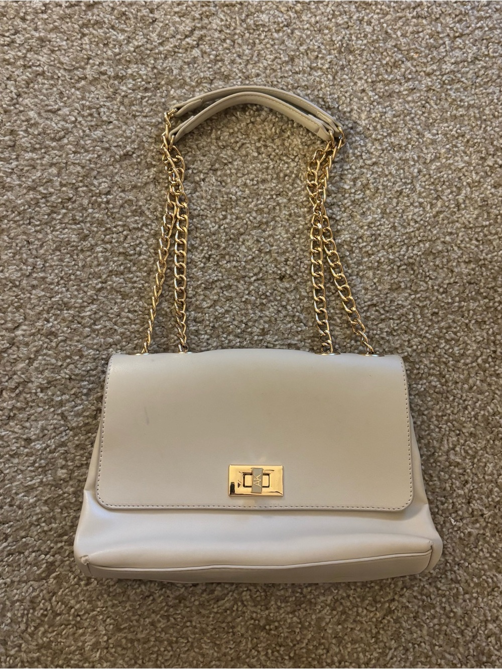 Anne Klein Cream Shoulder Bag with Gold Chain Handles